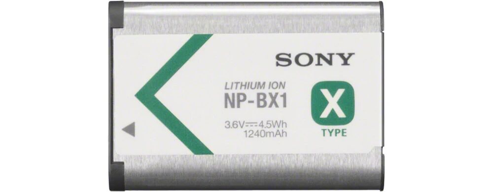 Sony NP-BX1 Batteria Ricaricabile InfoLithium Serie X per Fotocamere Compatte Cyber-Shot DSCRX100, DSCHX300 e DSCWX300, 3.6 V, 1240 mAh, Argento/Nero