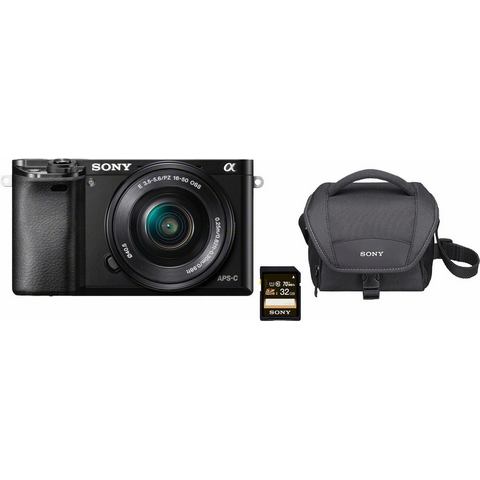 Sony Alpha ILCE-6000L systeemcamera, 16-50 mm zoom, incl. tas, 32 GB SD-kaart  - 599.99 - grijs