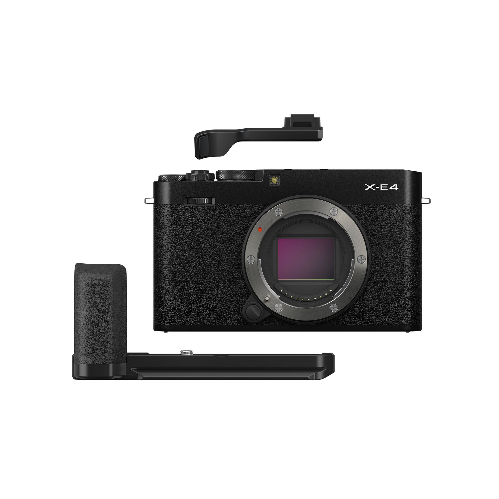 Fujifilm X-E4 svart kamerahus + tumgrepp + handgrepp