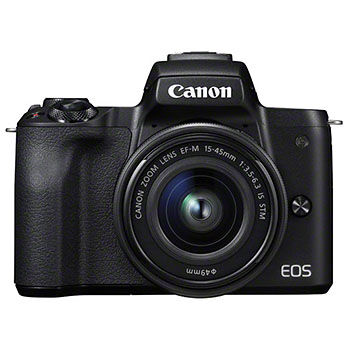 Canon EOS M50 svart kamerahus + EF-M 15-45/3,5-6,3 IS STM + EF 50/1,8 STM + EF-M till EF-adapter