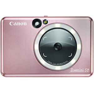 Canon Zoemini S2 (Rose Gold) - Slimline Instant Camera And Pocket Photo Printer, Ideal Snapping Selfies With A Built In Mirror And Ring-Light