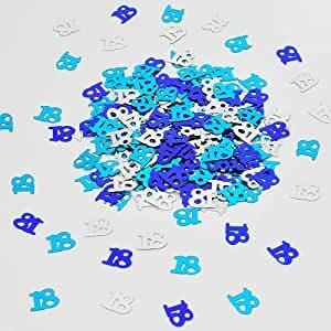 LGT Blue and Silver Number Age Birthday Confetti. Perfect for Parties, Celebrations and Events. Table Scatter, Sequins, Confetti. 18,21,30,40,50,60. (Blue 18 Confetti)