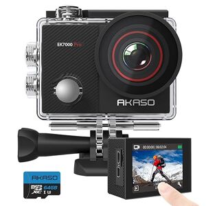 AKASO EK7000 Pro 4K Action Camera with 64GB microSDXC Memory Card - Touch Screen EIS Adjustable View Angle 40m Waterproof Underwater Camera Remote Control Helmet Camera with Accessories Kit