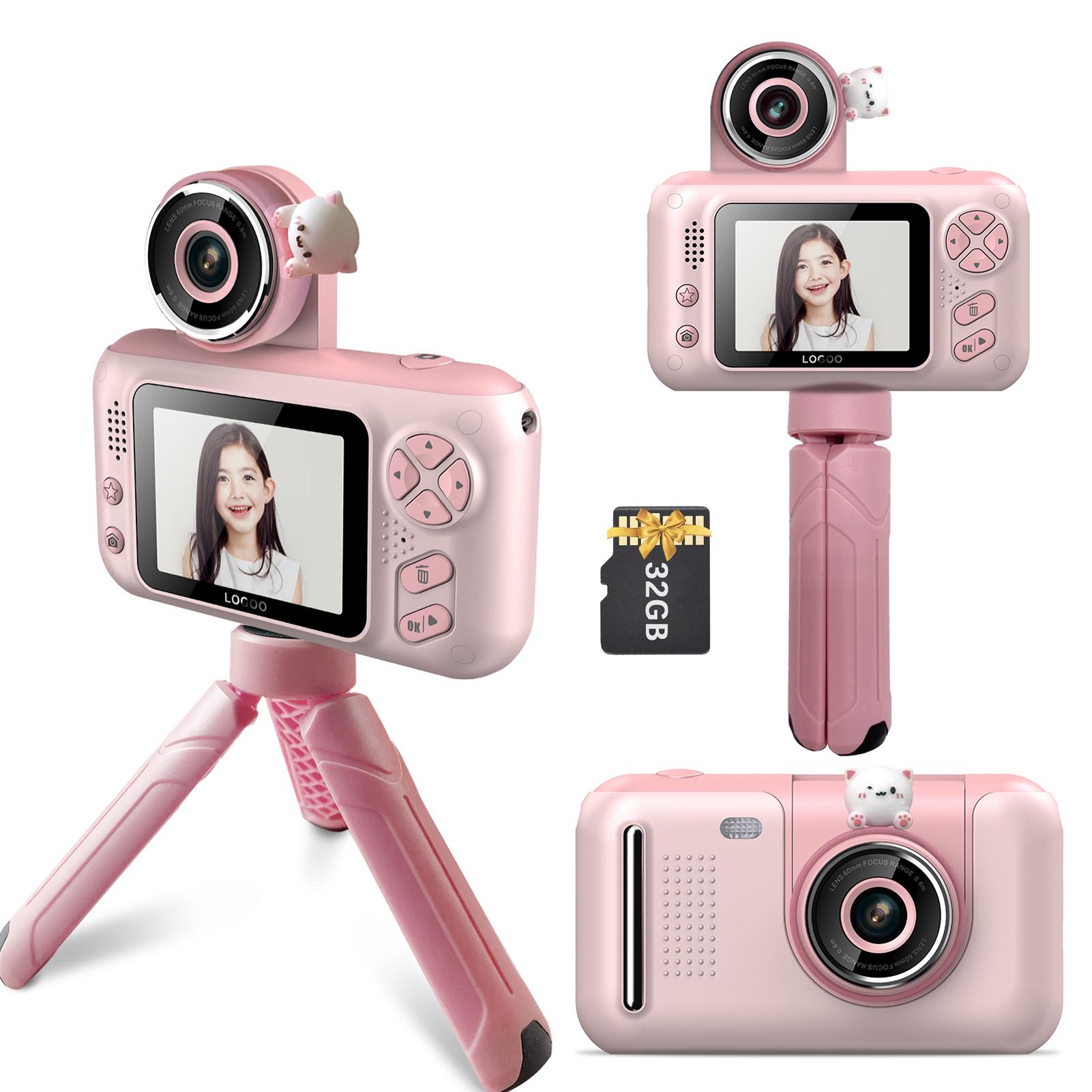 TOMTOP JMS 1080P Kids Digital Camera Mini Video Camera for Kids 40MP 2.4 Inch IPS Screen 180 degrees  Rotatable Lens