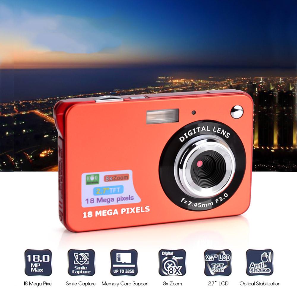 TOMTOP JMS Digital Camera Mini Pocket Camera 18MP 2.7 Inch LCD Screen 8x Zoom Smile Capture Anti-Shake with