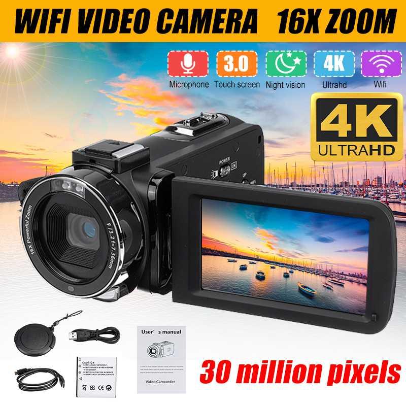 Essager Electronic WIFI 4K HD Camcorder Professional Vlog Video Camera LCD Touch Screen 30MP 16X Digital Zoom Night Vision with Bag