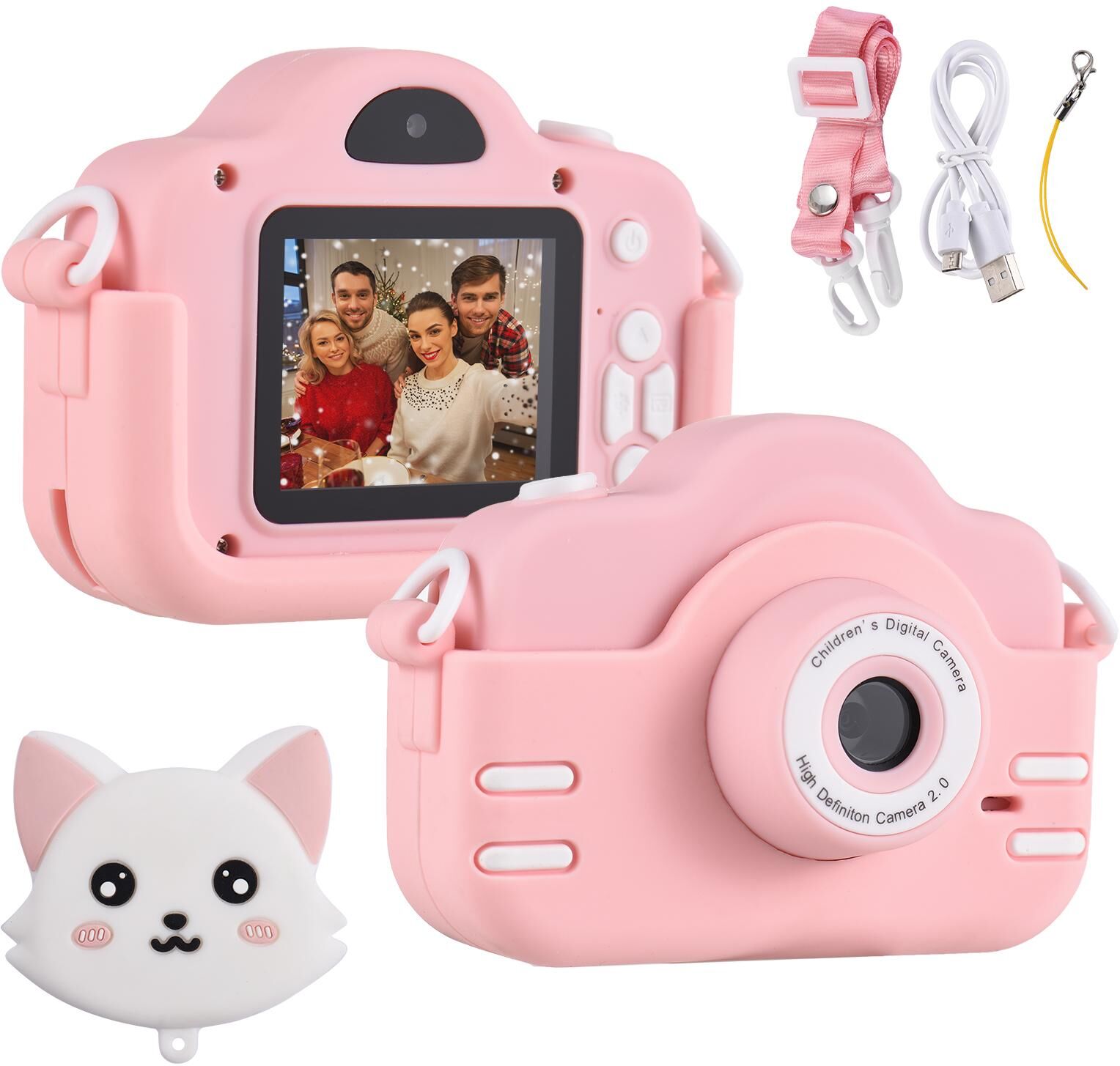 TOMTOP JMS Mini Cartoon Kids Digital Camera 1080P Digital Video Camera for Kids Dual Lens 2.0 Inch IPS Screen