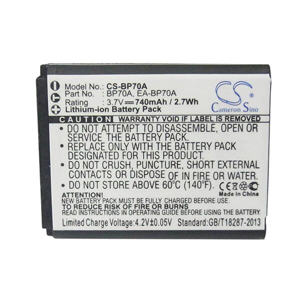 Cameron Sino Bp70A Battery Replacement For Samsung Camera
