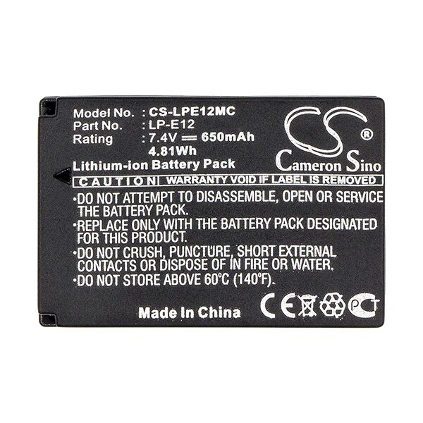 Cameron Sino Lpe12Mc Battery Replacement For Canon Camera