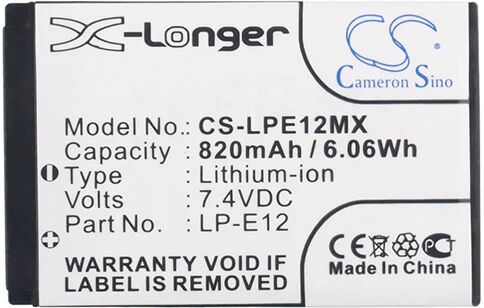 Cameron Sino Lpe12Mx Battery Replacement For Canon Camera