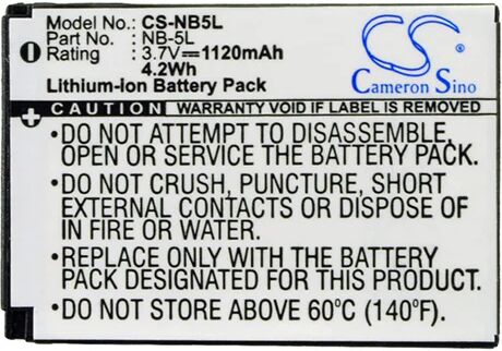 Cameron Sino Nb5L Battery Replacement For Canon Camera