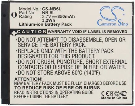 Cameron Sino Nb6L Battery Replacement For Canon Camera