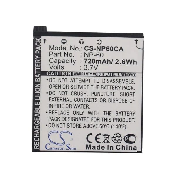 Cameron Sino Np60Ca Battery Replacement For Casio Camera