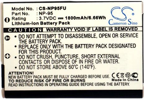 Cameron Sino Np95Fu Battery Replacement For Fujifilm Camera