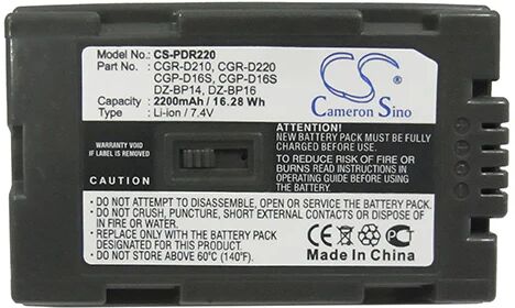 Cameron Sino Pdr220 Battery Replacement For Panasonic Camera