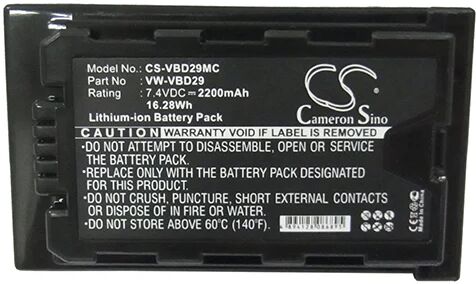 Cameron Sino Vbd29Mc Battery Replacement For Panasonic Camera