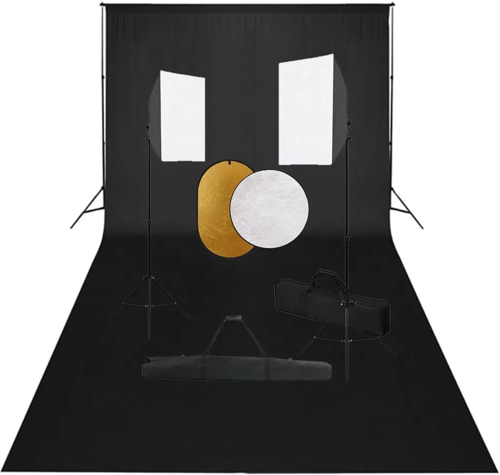 vidaXL Set studio foto cu lumini softbox, fundal și reflector