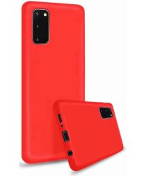 Geen Samsung Galaxy S20 FE Hoesje Dun TPU Matte Back Cover Rood