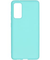 Geen Samsung Galaxy S20 FE Hoesje Dun TPU Matte Back Cover Cyaan