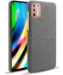 Geen Motorola Moto G9 Plus Stof Hard Back Cover Donker Grijs