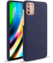 Geen Motorola Moto G9 Plus Stof Hard Back Cover Blauw