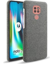 Geen Motorola Moto G9 Play Stof Hard Back Cover Donker Grijs