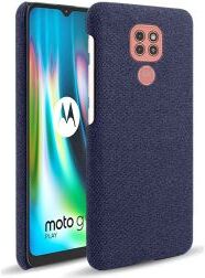 Geen Motorola Moto G9 Play Stof Hard Back Cover Blauw