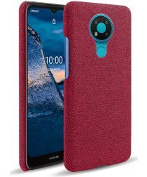 Geen Nokia 3.4 Stof Textuur Back Cover Rood