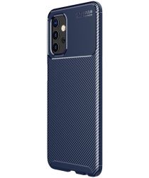 Selected by GSMpunt.nl Samsung Galaxy A32 5G Hoesje Siliconen Carbon TPU Back Cover Blauw