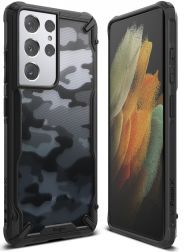 Ringke Fusion X Samsung Galaxy S21 Ultra Hoesje Camo Zwart