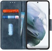 Geen Samsung Galaxy S21 Hoesje Wallet Book Case Blauw