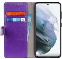 Geen Samsung Galaxy S21 Hoesje Portemonnee Book Case Paars