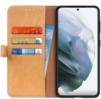 Geen Samsung Galaxy S21 Hoesje Portemonnee Kunstleer Book Case Bruin