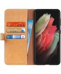Geen Samsung Galaxy S21 Ultra Hoesje Portemonnee Kunstleer Book Case Bruin