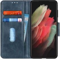 Geen Samsung Galaxy S21 Ultra Hoesje Wallet Book Case Blauw