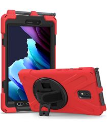 Geen Samsung Galaxy Tab Active 3 Kickstand Hoesje Met Handriem Rood