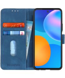 Khazneh Huawei P Smart 2021 Hoesje Retro Wallet Book Case Blauw