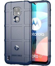 Geen Motorola Moto E7 Hoesje Shock Proof Rugged Shield Blauw
