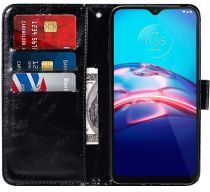 Geen Motorola Moto E7 Power Hoesje Portemonnee Book Case Zwart