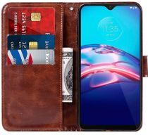 Geen Motorola Moto E7 Power Hoesje Portemonnee Book Case Bruin