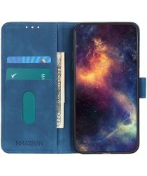 KHAZNEH Motorola Moto G9 Power Hoesje Retro Wallet Book Case Blauw