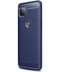 Geen Motorola Moto G 5G Hoesje Geborsteld TPU Flexibele Back Cover Blauw