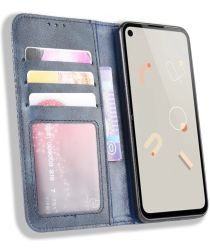 Geen Google Pixel 4A Hoesje Vintage Portemonnee Book Case Blauw