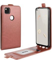 Geen Google Pixel 4A Hoesje Verticale Flip Case Bruin