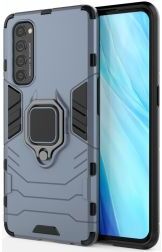 Geen Oppo Reno 4 Pro 4G Back Cover Hoesje Kickstand Ring Blauw