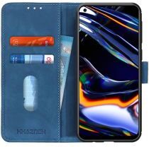 Khazneh Realme 7 Pro Hoesje Retro Wallet Book Case Blauw