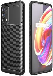 Geen Realme 7 Pro Hoesje Siliconen Carbon TPU Back Cover Zwart