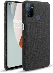 Geen OnePlus Nord N100 Hoesje Stoffen Back Cover Zwart