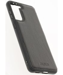 Minim Samsung Galaxy S21 Plus Hoesje Back Cover Echt Leer Zwart