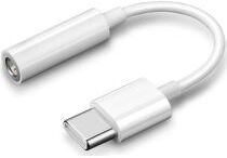 Geen USB-C naar 3.5mm Jack (Female) Aux Kabel Connector Wit